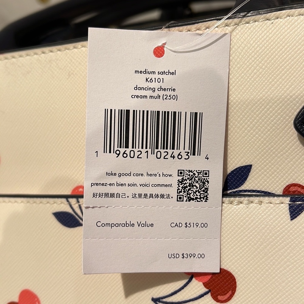Kate Spade Staci Dancing Cherrie Medium Satchel Cream Multi - Picture 16 of 16